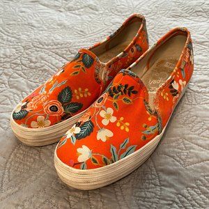 Keds x Rifle Paper Co Orange Floral Double Decker Sneakers
